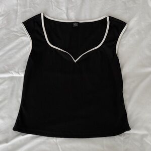 SHEIN Black Top with White Trim